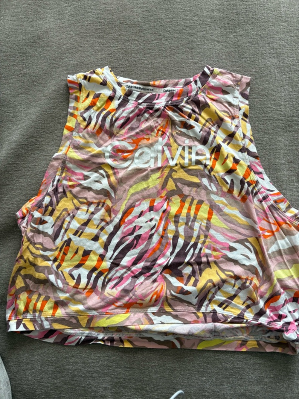 Calvin Klein Multicolor Zebra-Print Tank Top - Pink Yellow Orange Brown White